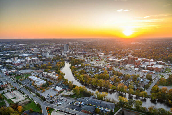 South Bend, Indiana, photographed from an airplane.