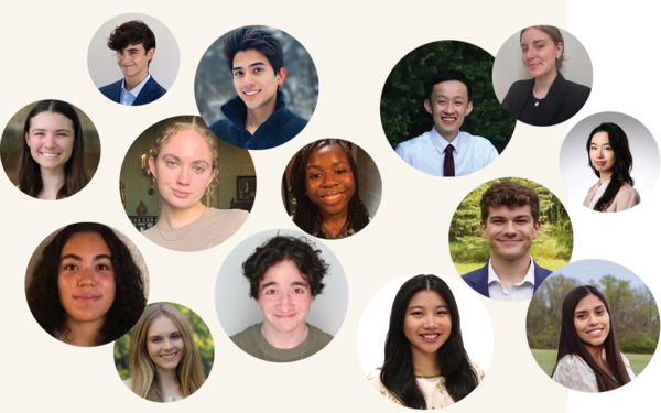 14 circle shaped headshots of undergraduate fellows