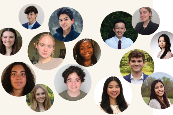 14 circle shaped headshots of undergraduate fellows