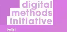 Logo for Digital Methods Initiative: Pale lavender text stacked on a white background.
