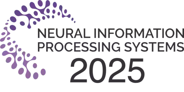Purple swirl graphic with "NEURAL INFORMATION PROCESSING SYSTEMS" and "2025" in gray text.