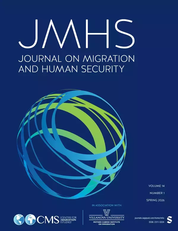 Cover for JMHS: Journal on Migration and Human Security. Features abstract blue/green globe.