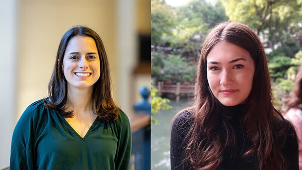 Split image shows two women: Regina Mannino smiling in a green shirt indoors, the Maria Milkowski looking forward outdoors by water.
